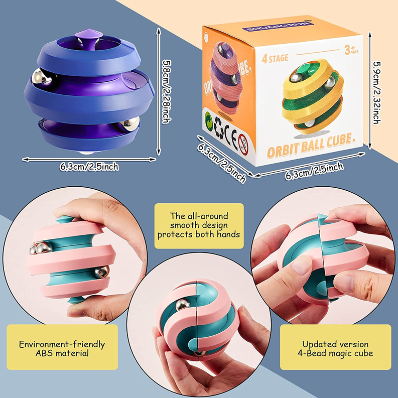 Fidget Ball Rotating Orbit Marble Toy, Four Colors Available - 1 / Red/Purple - Toys