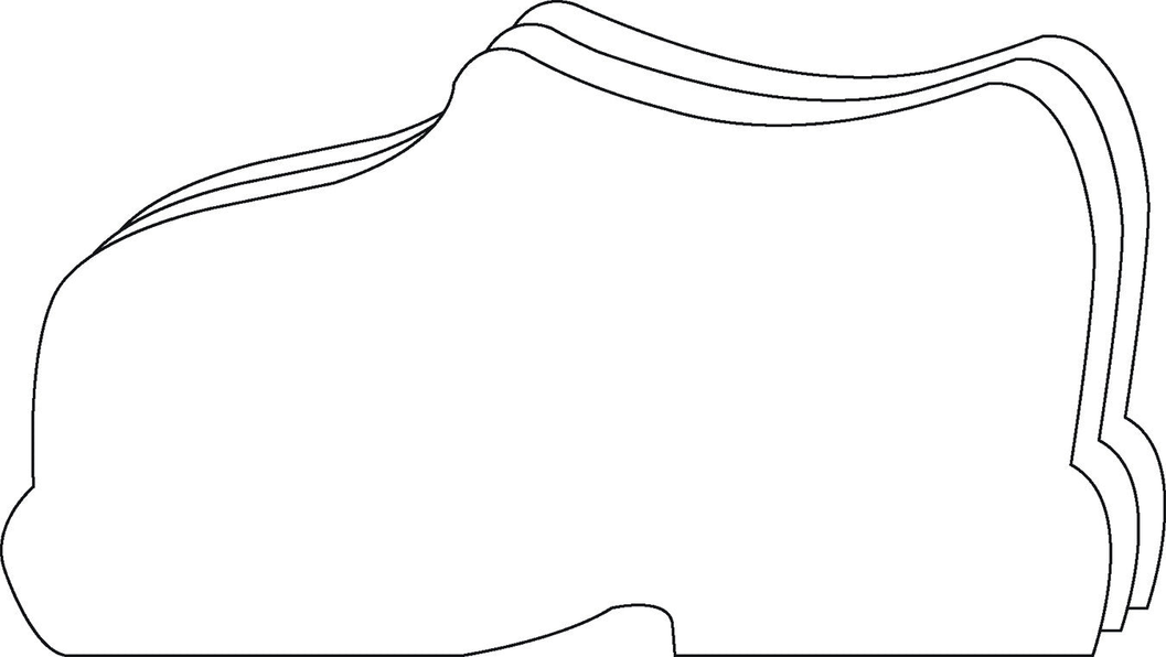 Large single-color foam cut-out, shoe-shaped with layered edges