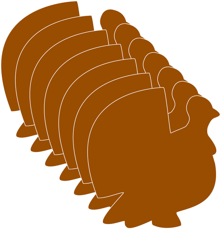 Layered brown turkey foam cut-out silhouettes