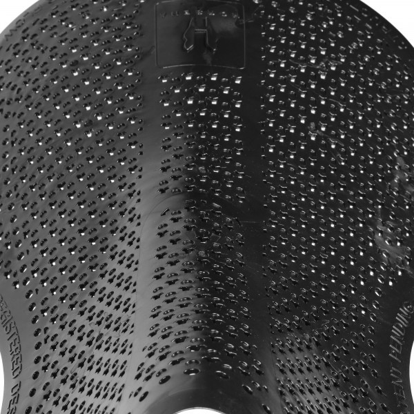 Black studded saddle pad surface with central rectangular patch and strap opening