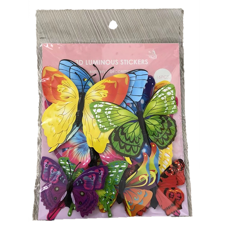 Colorful Butterfly Hair Clips and Magnets in Peggable Bag - 1 / Hair Clip Set of 12 - Toys