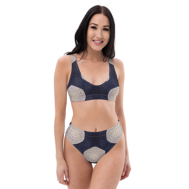 Cream Circle African Print High-Waisted Two Piece Swimwear for Women - Women's