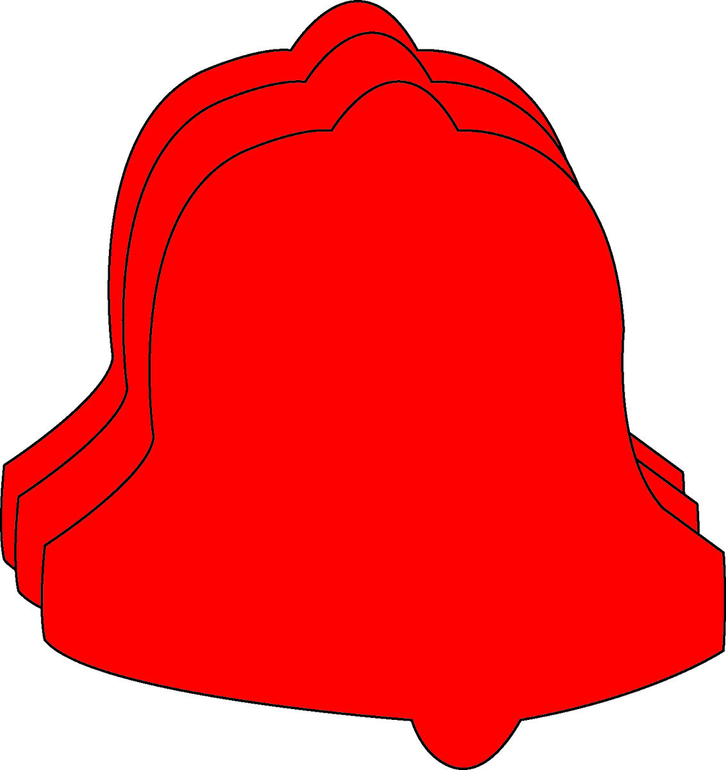 Red foam bell-shaped cut-out with layered cutwork edges