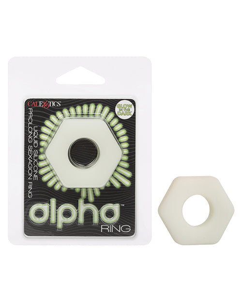 Alpha Liquid Silicone Glow in the Dark Prolong Cock Ring White Medium