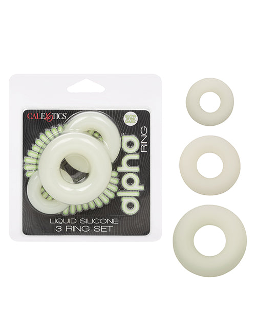 Alpha Liquid Silicone Glow in the Dark Cock Ring - Set of 3 - GreatEagleInc