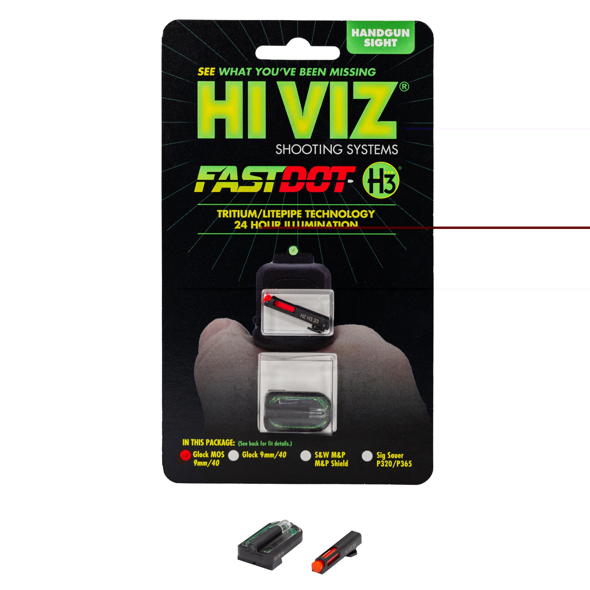 Hiviz Fastdot H3 For Glock Mos 9/40 - GreatEagleInc
