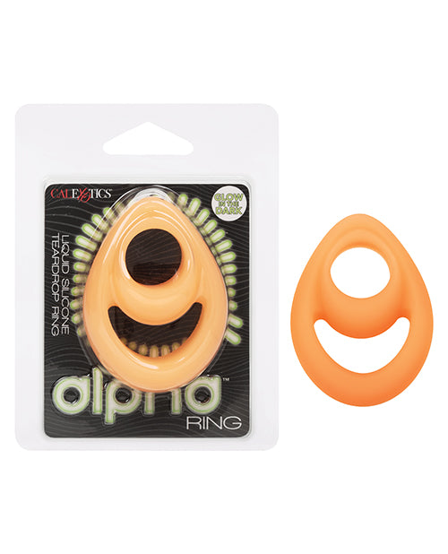 Alpha Liquid Silicone Glow in the Dark Teardrop Cock Ring - GreatEagleInc