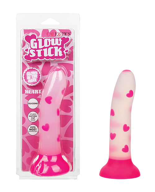 Glow Stick Heart Suction Cup Glow-in-the-Dark Dildo - Pink - GreatEagleInc