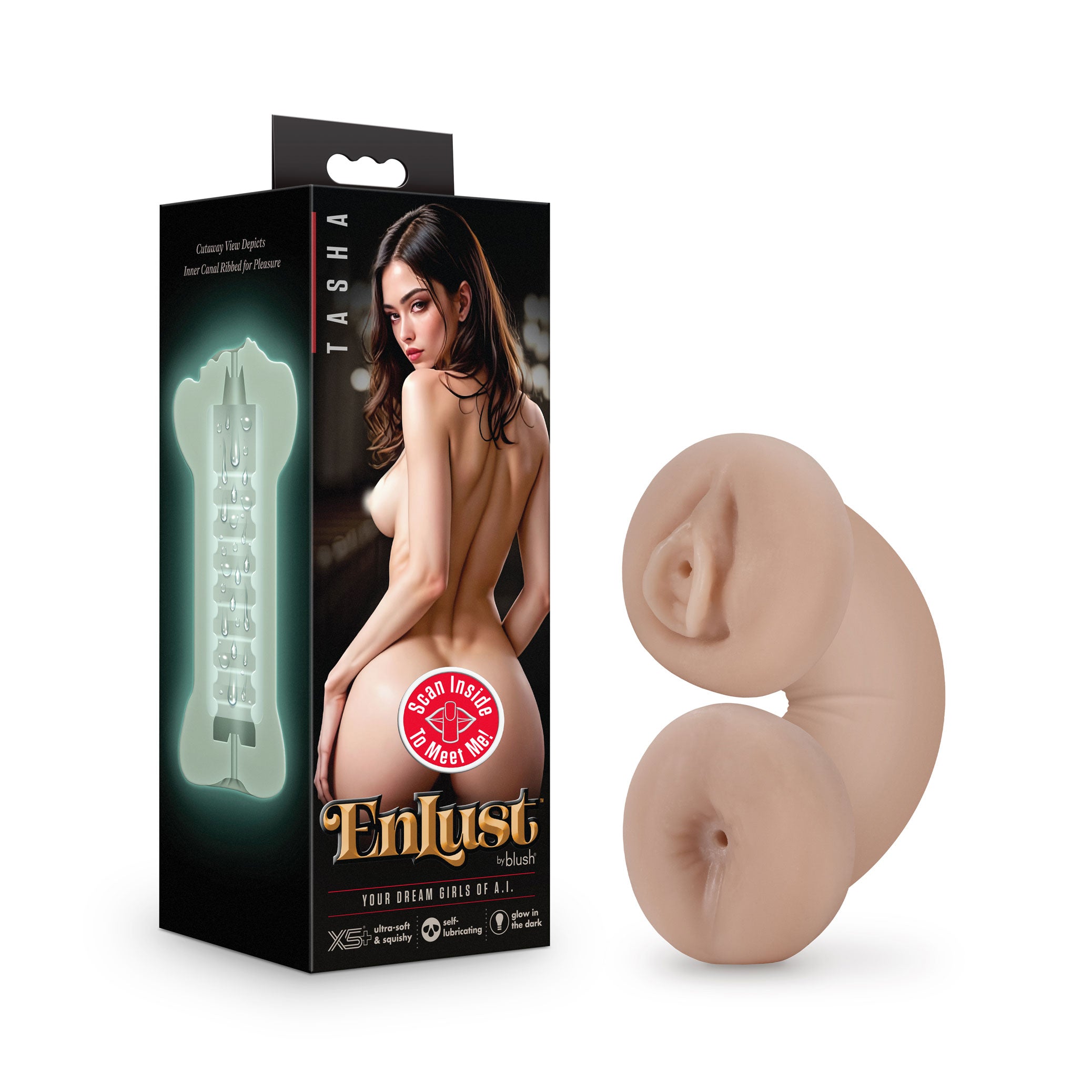Enlust - Tasha - Soft and Wet Glow in the Dark  Stroker - Beige - GreatEagleInc