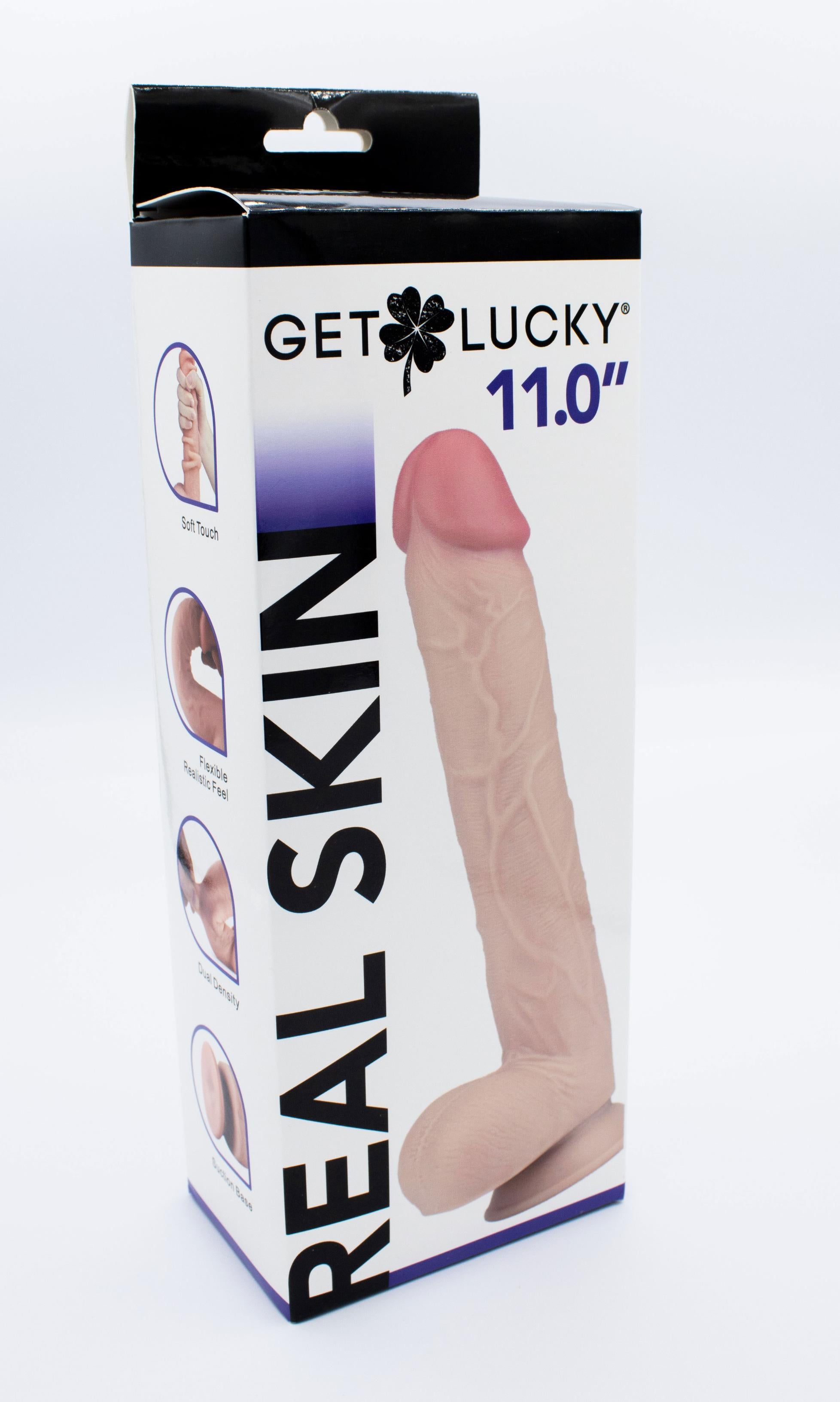 Get Lucky 11 Inch Real Skin Dildo - Tan Default Title