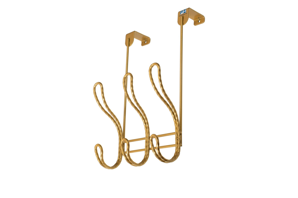 FantasHome Over The Door Hook Rack with 6 Hooks - Twisted Design (Gold) - Gold / 1 / Med - Home Decor