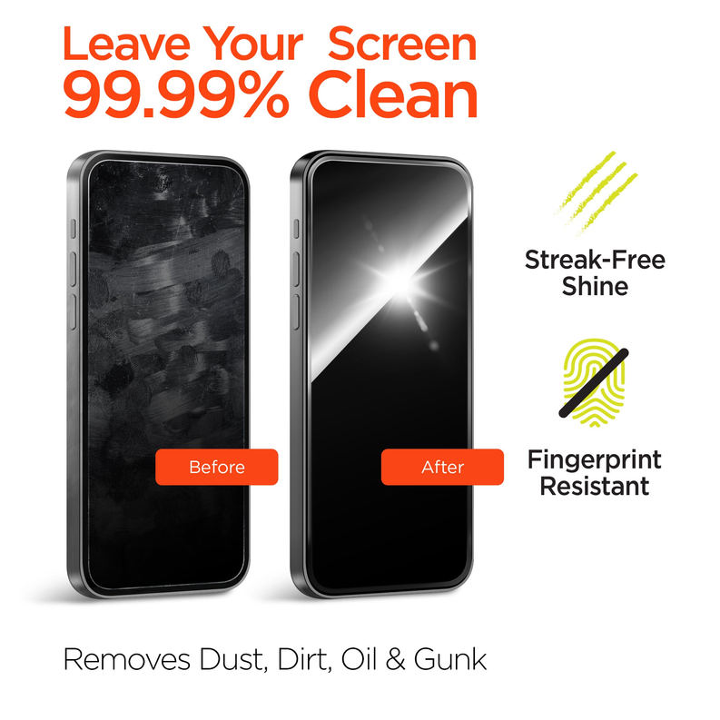 Screen cleaning kit makes a phone display streak-free and fingerprint resistant