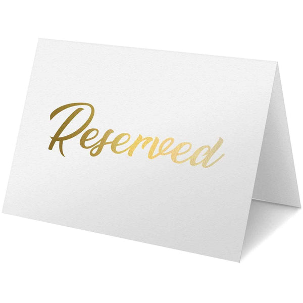10 Pack Gold Reserved Table Signs for Wedding Party Restaurant Double Sided Reserved Table Signs Gold Reserved Signs for Tables Gold Table Reserved Cards White Paper Reserved Table Tent Card Default Title