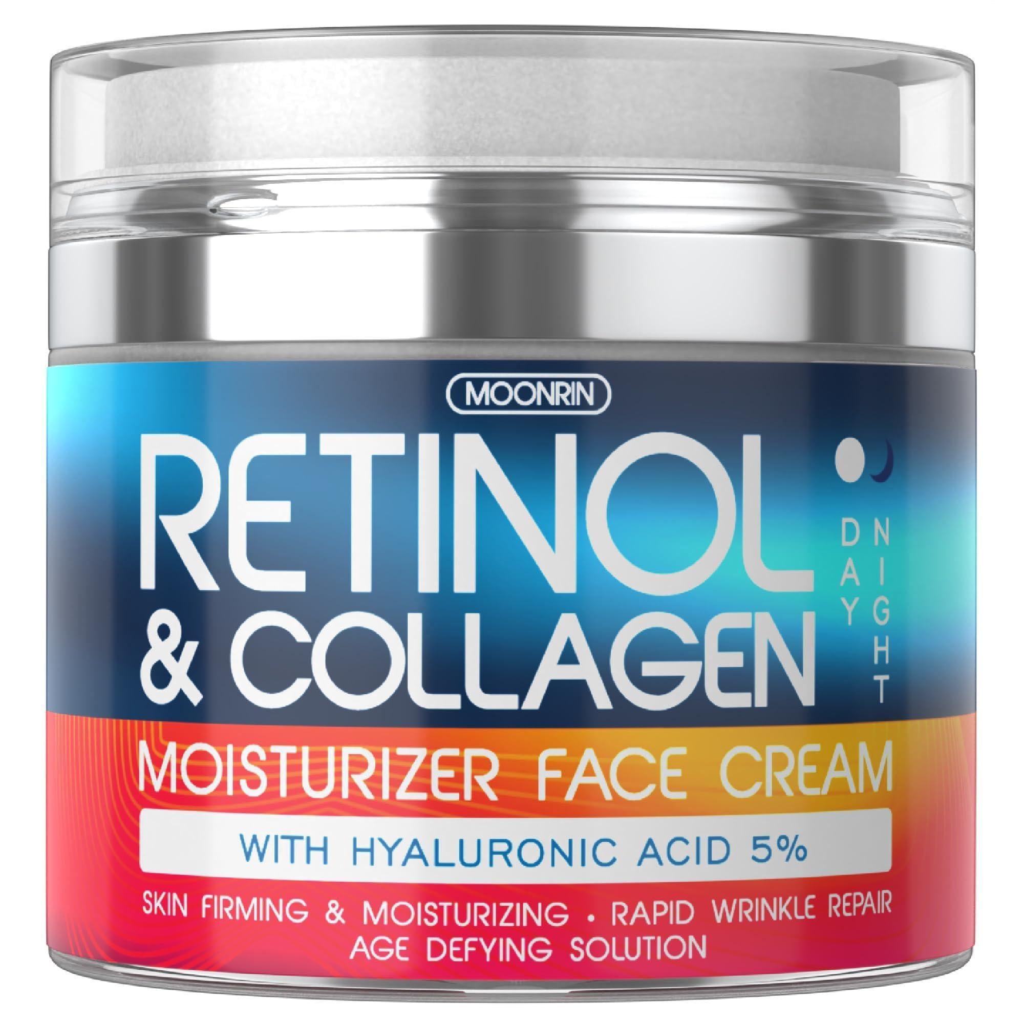 Retinol Cream for Face   Collagen and Retinol Moisturizer with Hyaluronic Acid Day Night Anti Aging Retinol Face Moisturizer for Women Men Collagen Cream for Face Reduces Wrinkles Dryness 1.85 Oz - GreatEagleInc