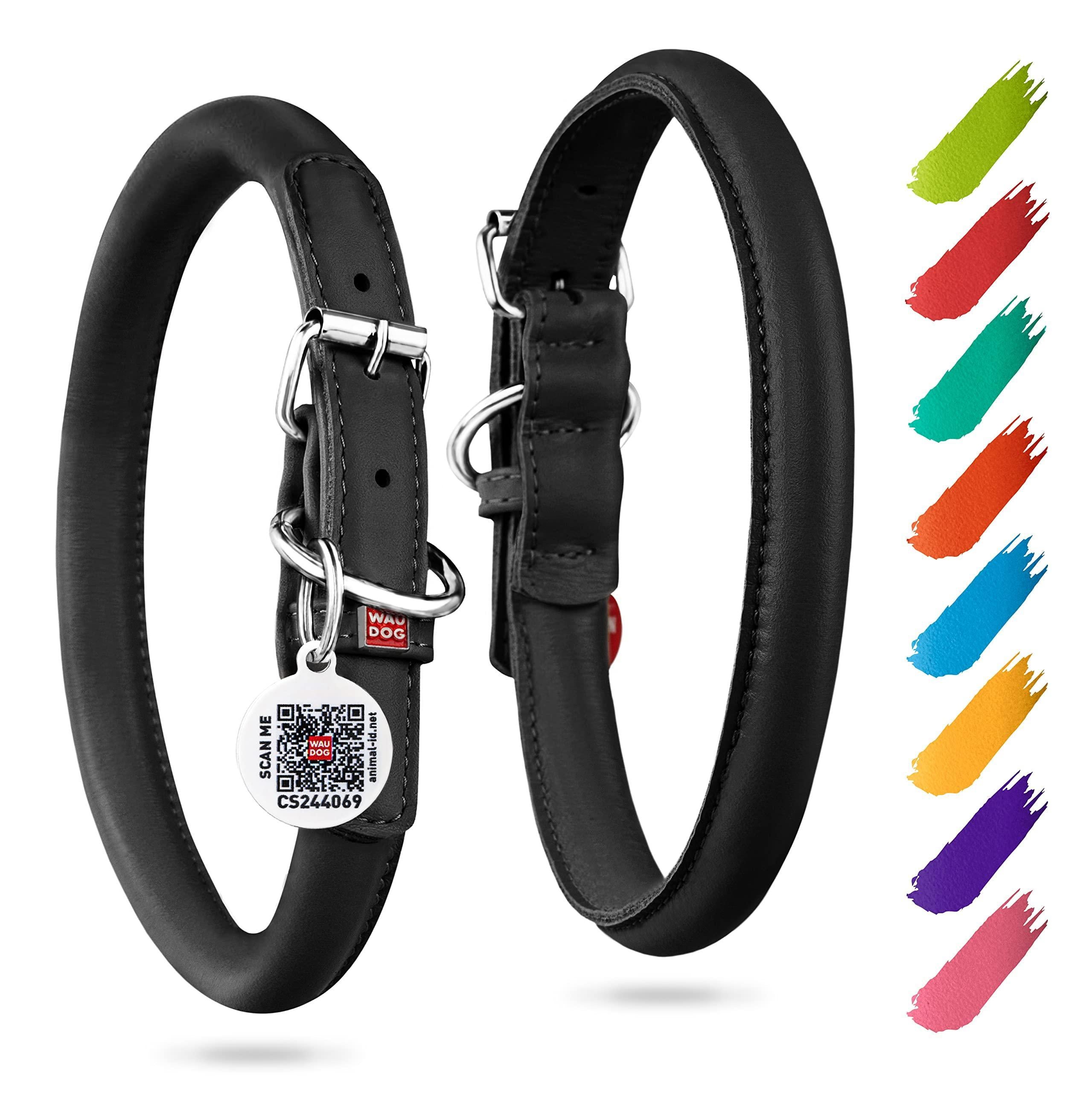 WAUDOG Ultra Soft Rolled Leather Dog Collar for Small Dogs   Soft Padded Dog Collars for Medium Dogs   Puppy Collars for…