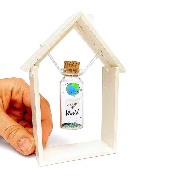 Cute Girlfriend and Boyfriend Gifts Personalized Anniversary Present for Her Him Custom Birthday Gift Idea for Women Men (You Are My World in Wooden Frame) Default Title