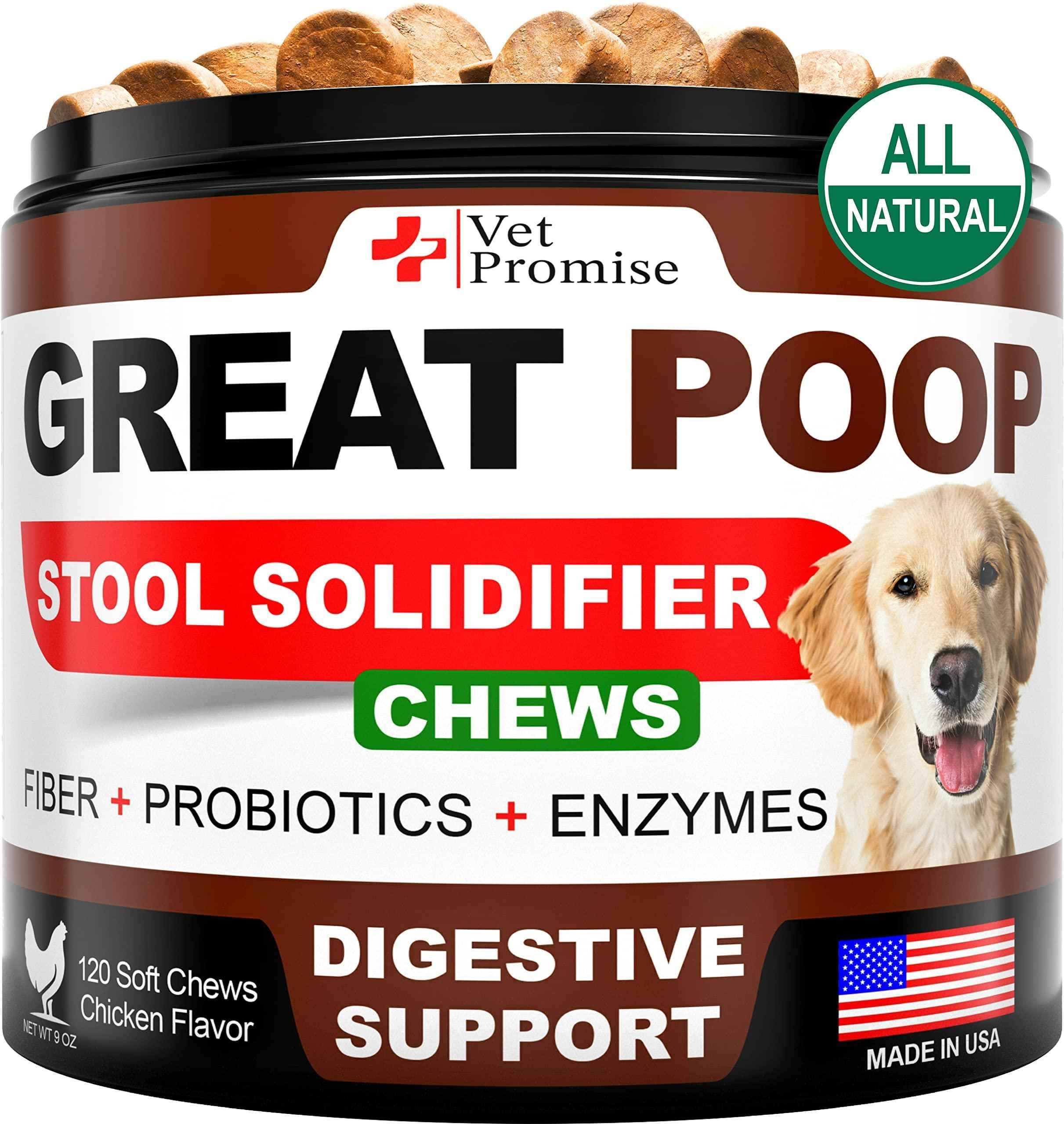 Great Poop Probiotics for Dogs Dog Stool Softener Fiber for Dogs Supplement 6 Probiotics and Digestive Enzymes Healthy Gut Firm Stool & Diarrhea Relief 120 Chews Default Title