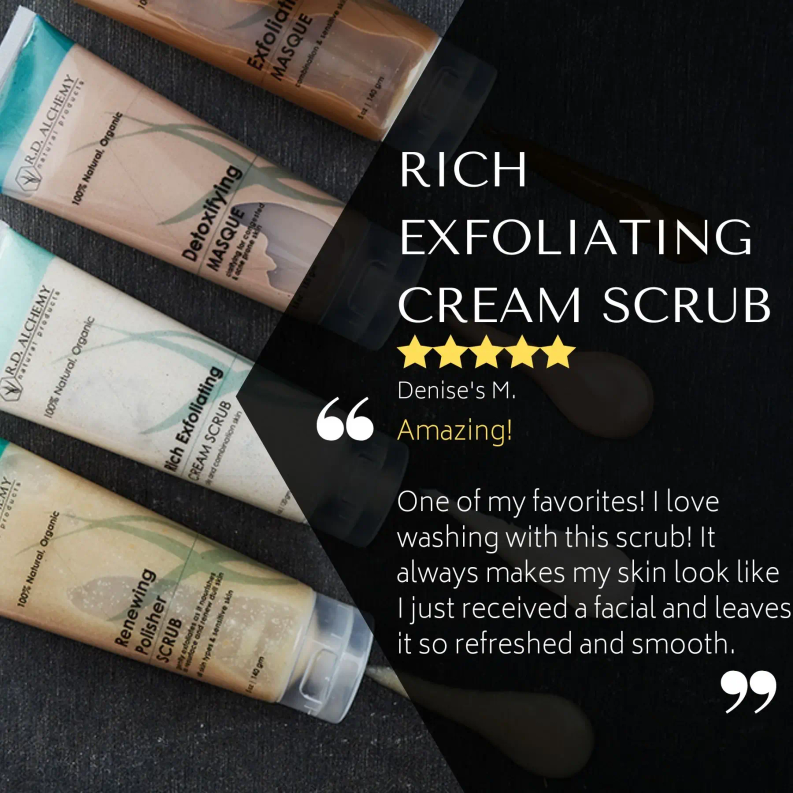 Set of exfoliating cream scrub tubes in assorted earth tones