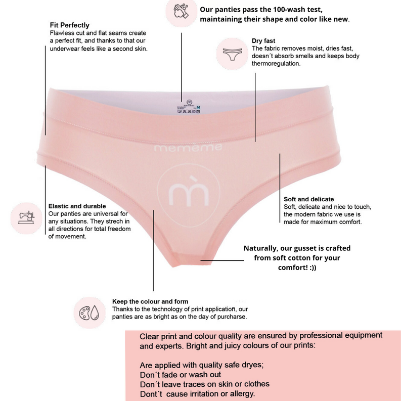 Women’s light pink thong underwear with soft, stretchy fabric and smooth waistband