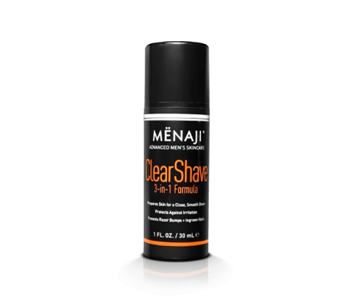 Clear Shave 3-in-1 Formula men's shaving gel in black squeeze bottle, 1 fl oz