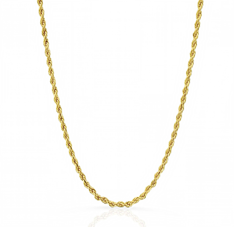 Thin gold rope chain necklace with polished clasp