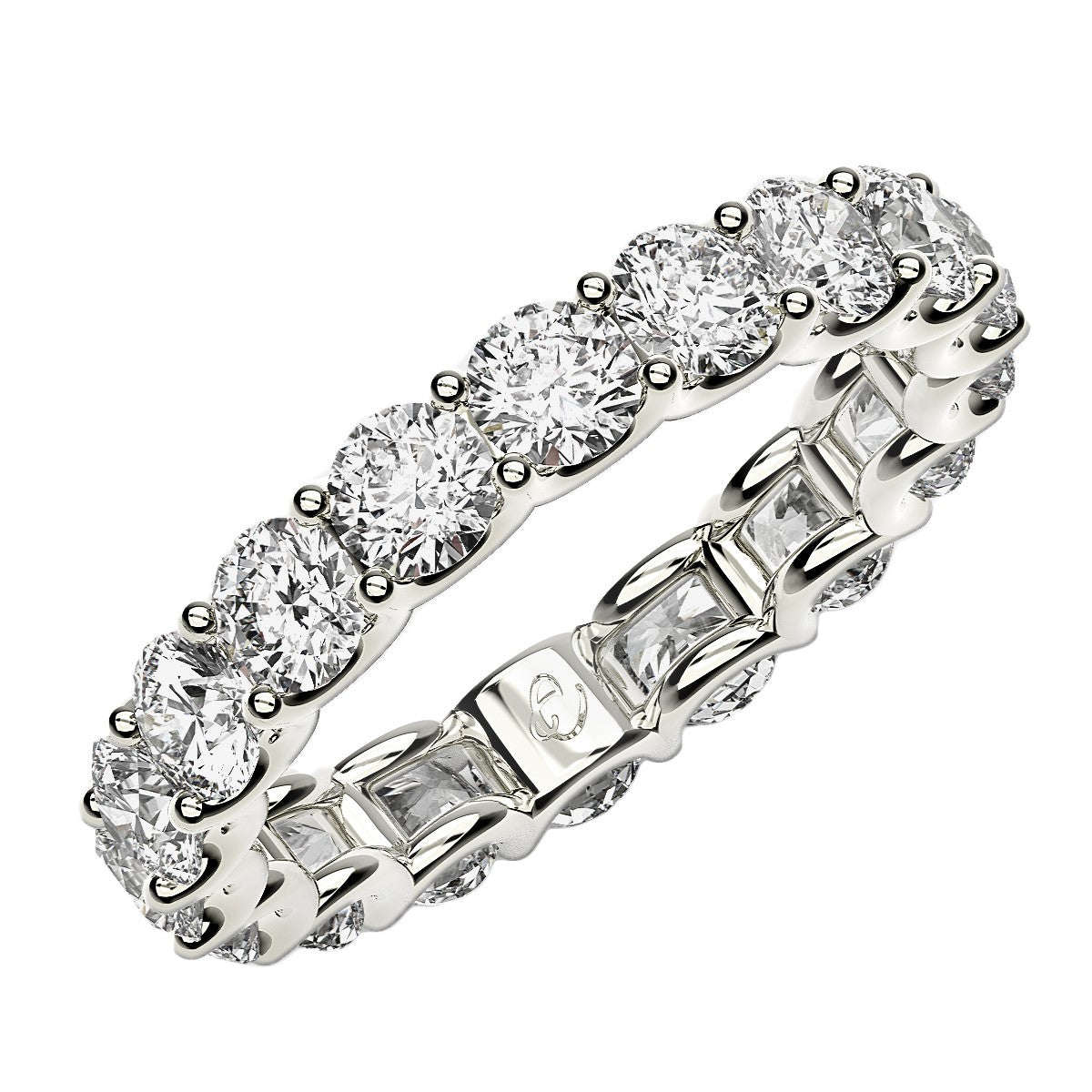 Round Cut Lab Grown Diamond Eternity Ring in 14k White Gold (2 cttw FG/VS2) - GreatEagleInc