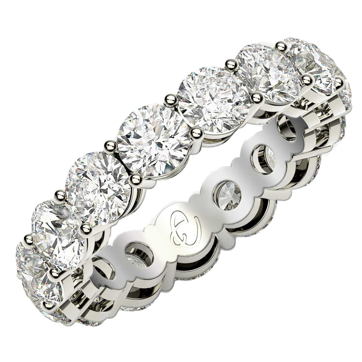 Round Cut Lab Grown Diamond Eternity Ring in 14k White Gold (5 cttw FG/VS2) - GreatEagleInc