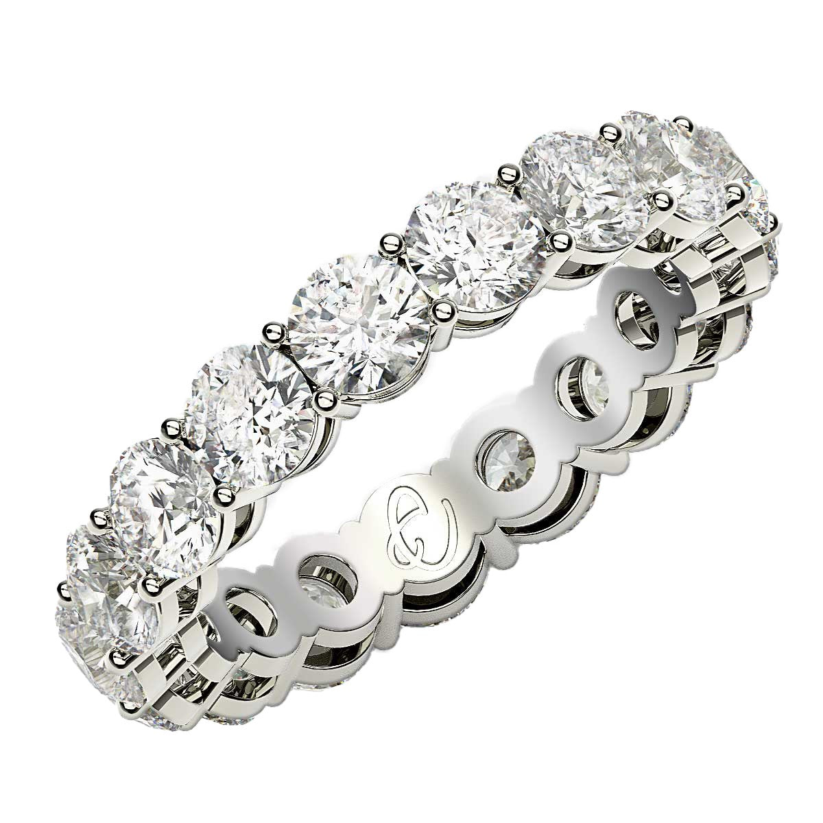 Round Cut Lab Grown Diamond Eternity Ring in 14k White Gold (3 cttw FG/VS2) 5.5