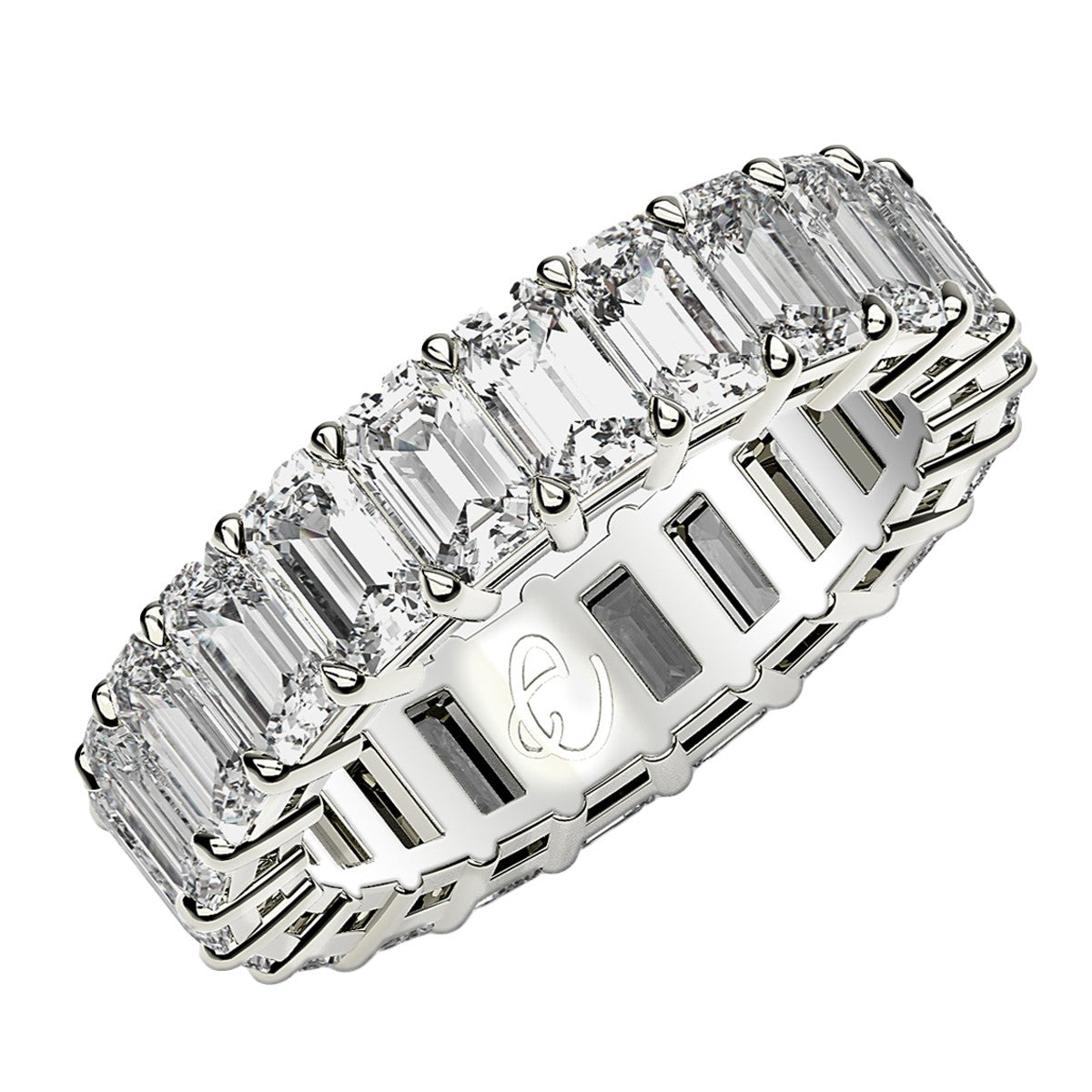 Emerald Cut Lab Grown Diamond Eternity Ring in 14k White Gold (4 cttw FG/VS2) 7.5