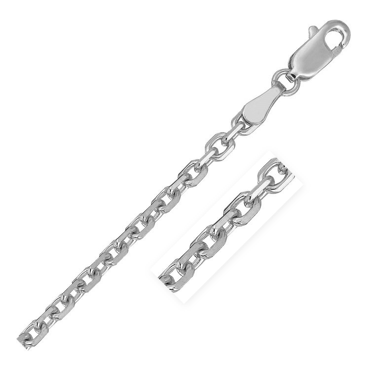 2.6mm 14k White Gold Diamond Cut Cable Link Chain - 18'' - Apparel & Accessories