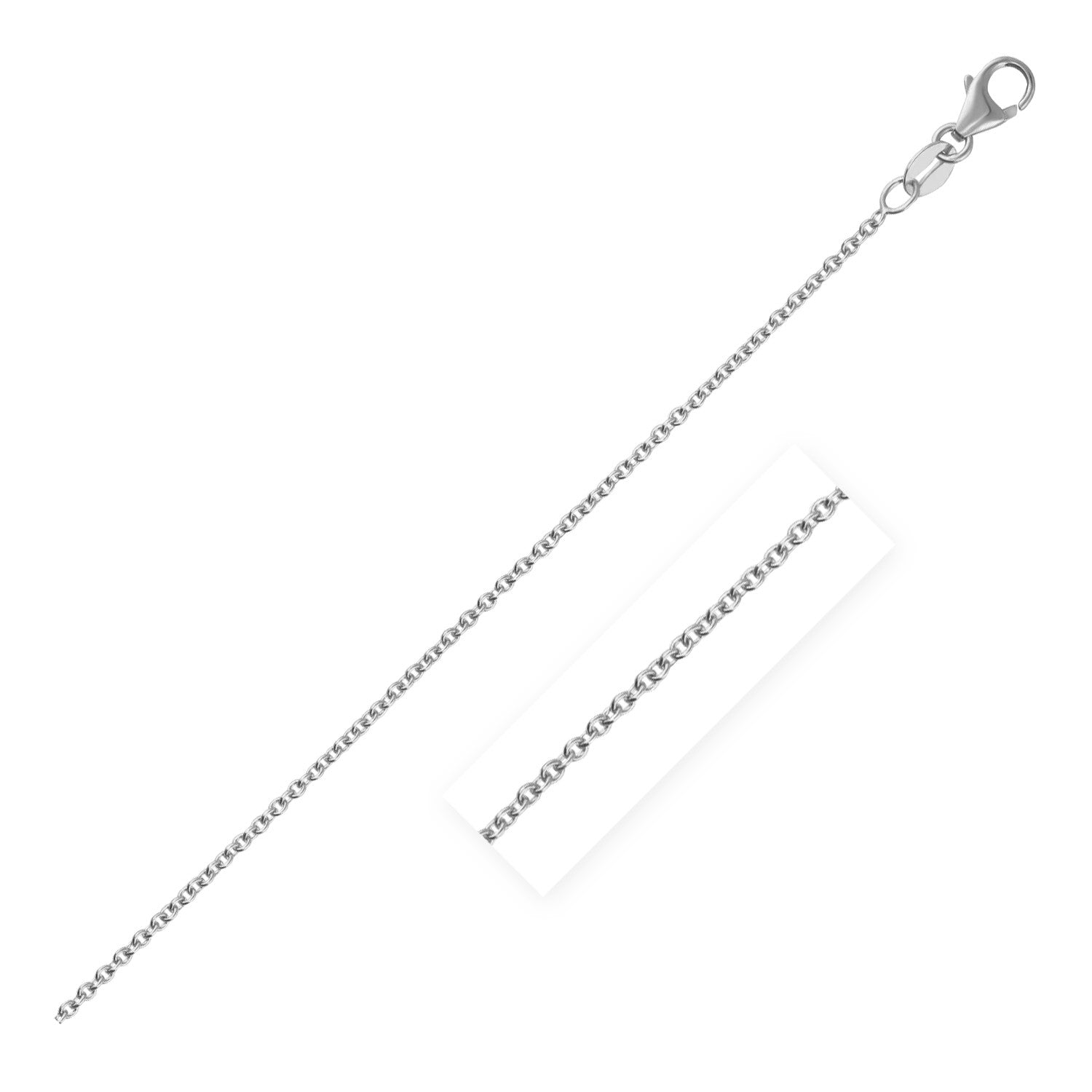 14k White Gold Round Cable Link Chain 1.9mm - 16'' - Apparel & Accessories