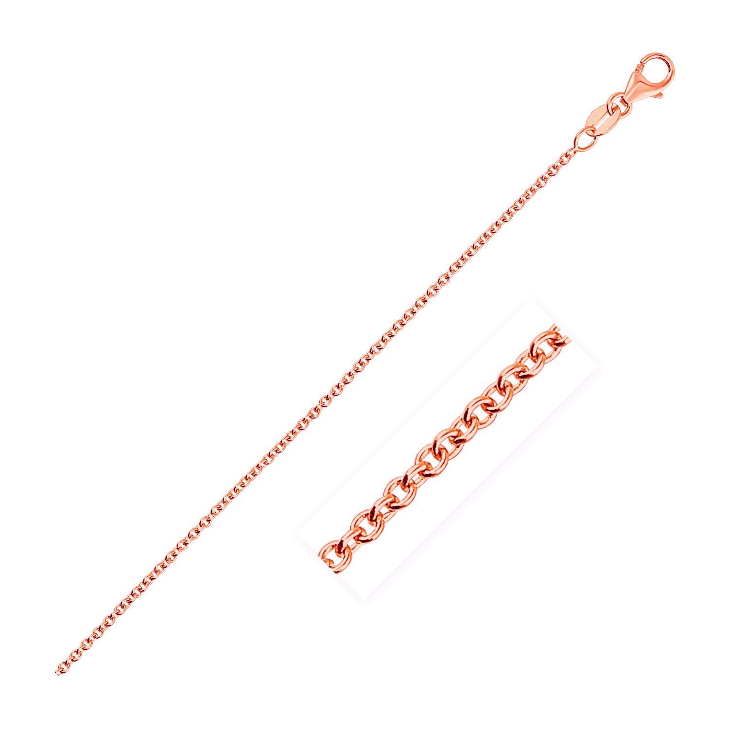 14k Rose Gold Round Cable Link Chain 1.3mm - 16'' - Apparel & Accessories