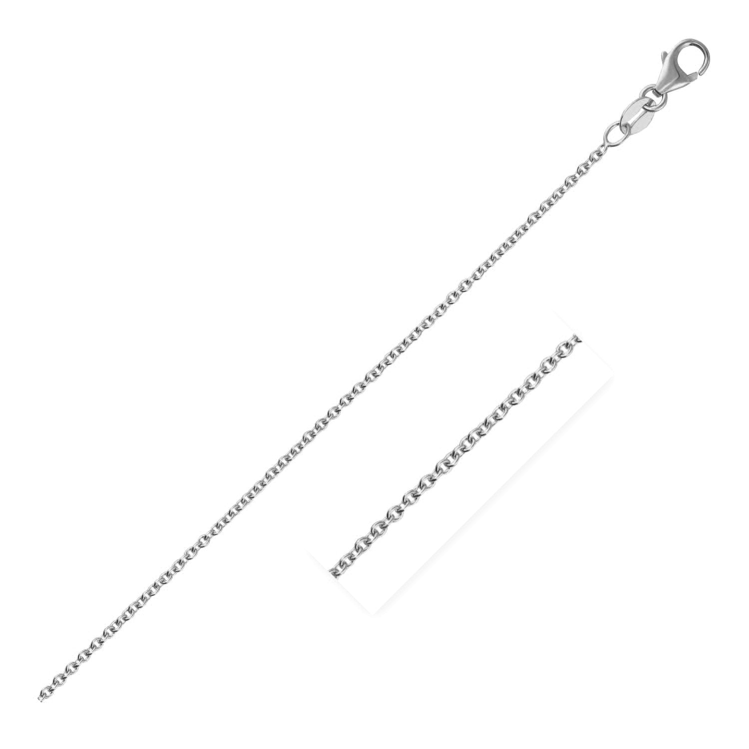14k White Gold Round Cable Link Chain 1.5mm - 16'' - Apparel & Accessories