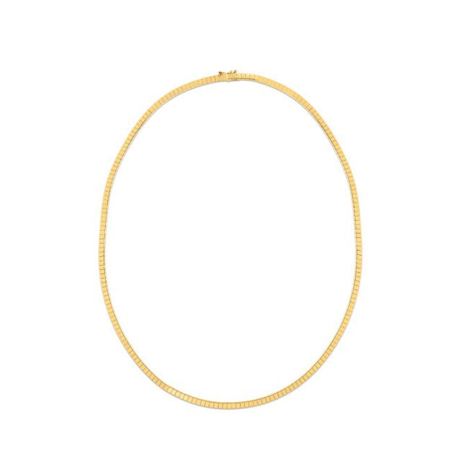 14k Yellow Gold Brick Omega Necklace - GreatEagleInc