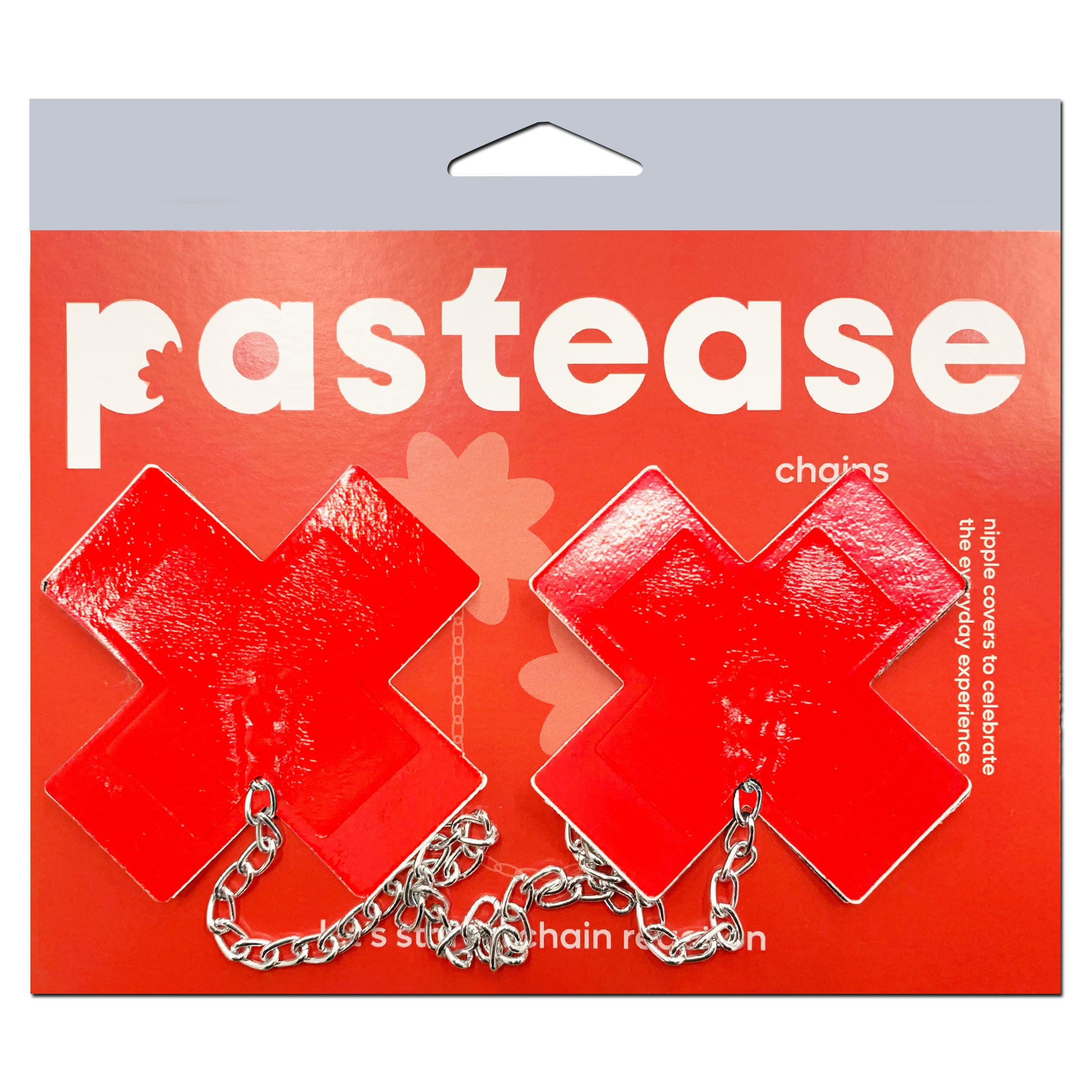 Pastease Faux Latex Red Plus X W/ Chunky Silver Chain Default Title