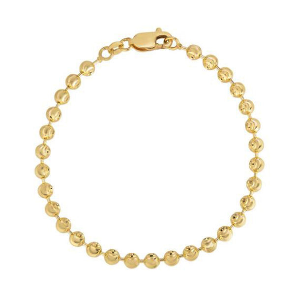Moon Cut Bead Chain Bracelet in 14k Yellow Gold (4.0 mm) - 7'' - Apparel & Accessories
