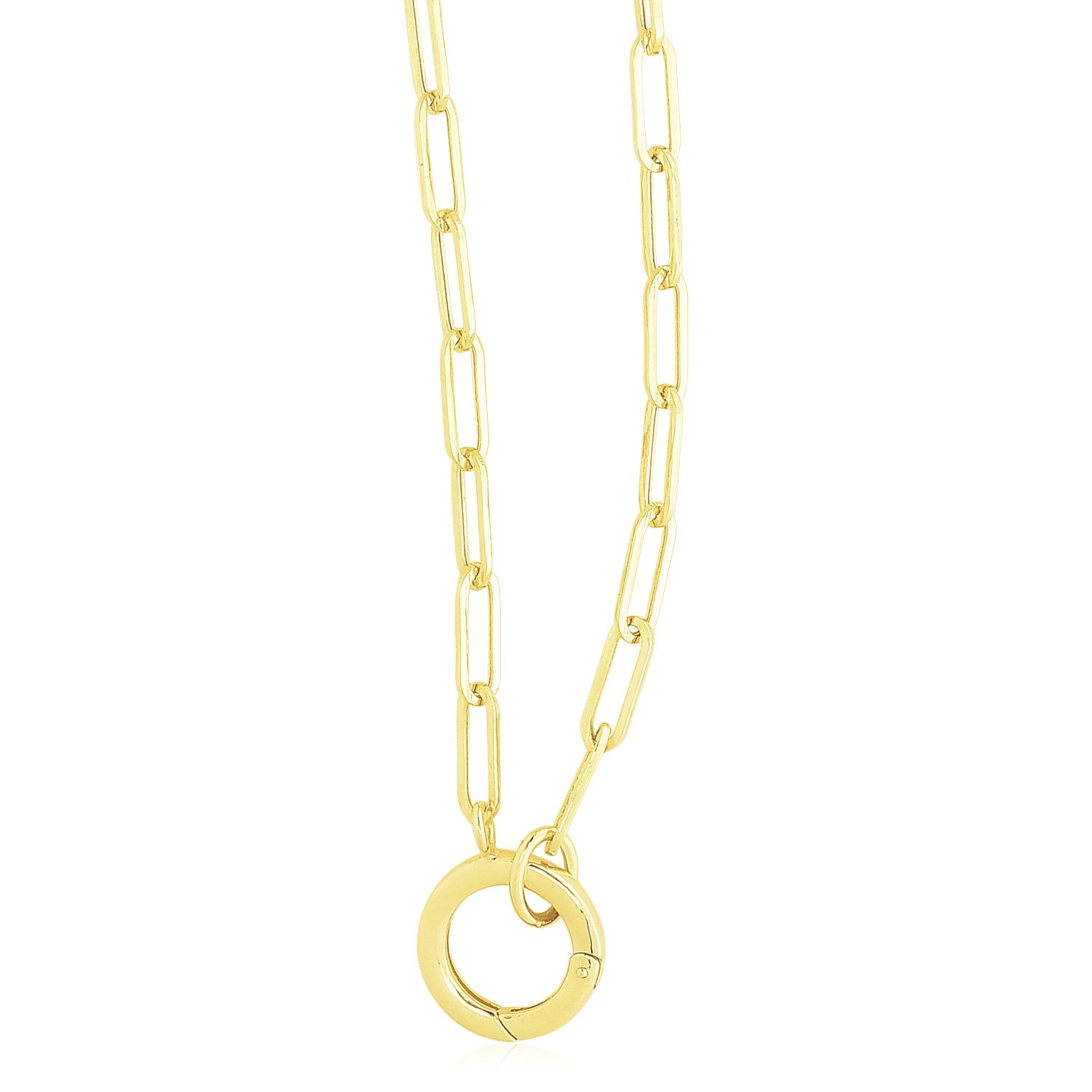 14k Yellow Gold High Polish The Invisible Paperclip Clasp Necklace - 18'' - Apparel & Accessories