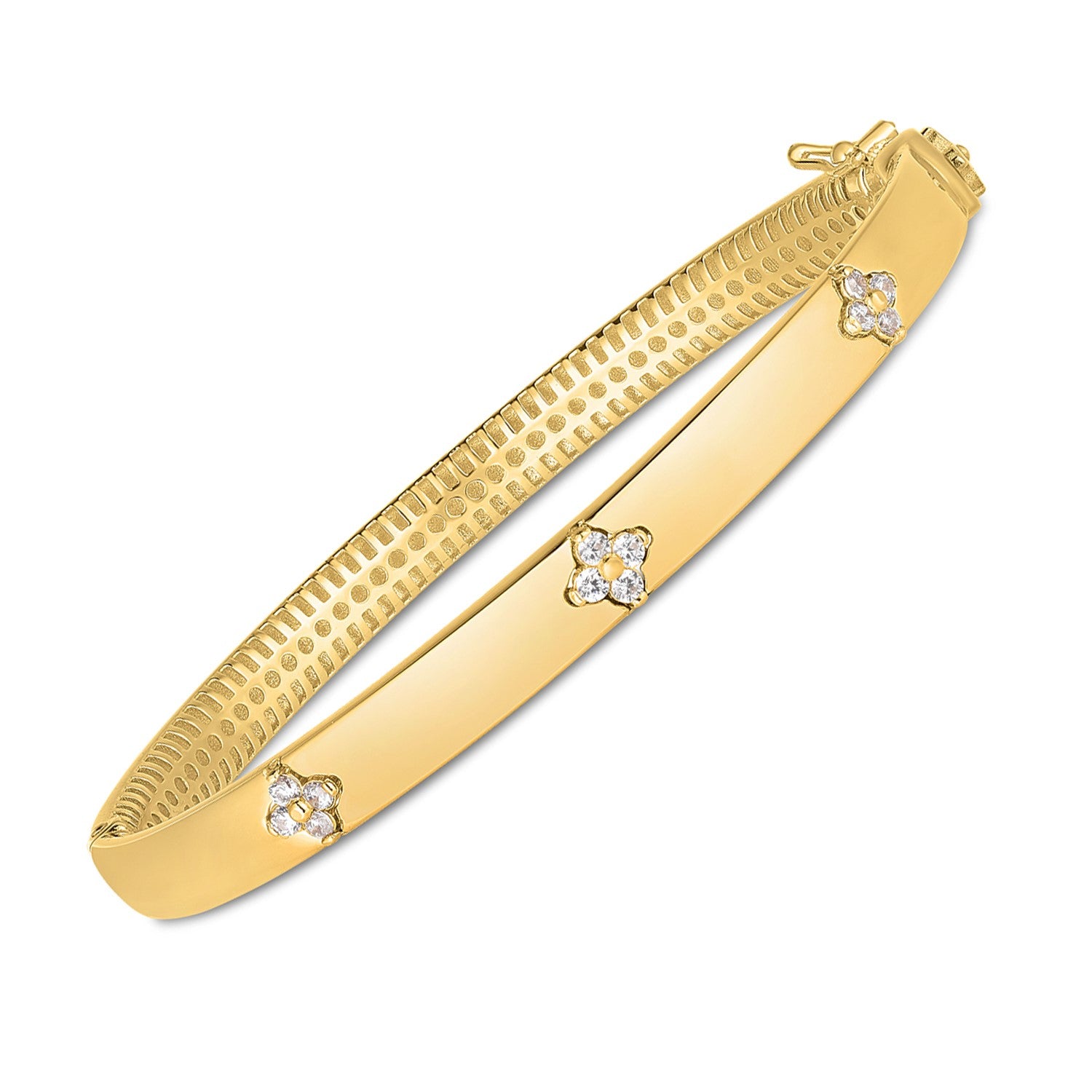 14k Yellow Gold Trilogy Diamond Bangle - 7'' - Apparel & Accessories