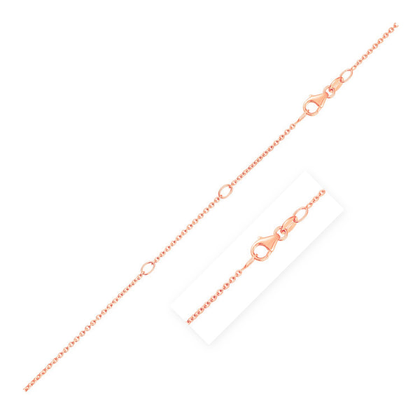 Double Extendable Diamond Cut Cable Chain in 14k Rose Gold (1.2mm) - 18'' - Apparel & Accessories