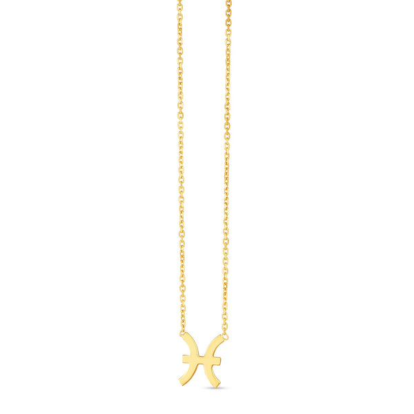 14K Yellow Gold Pisces Necklace - 18'' - Apparel & Accessories