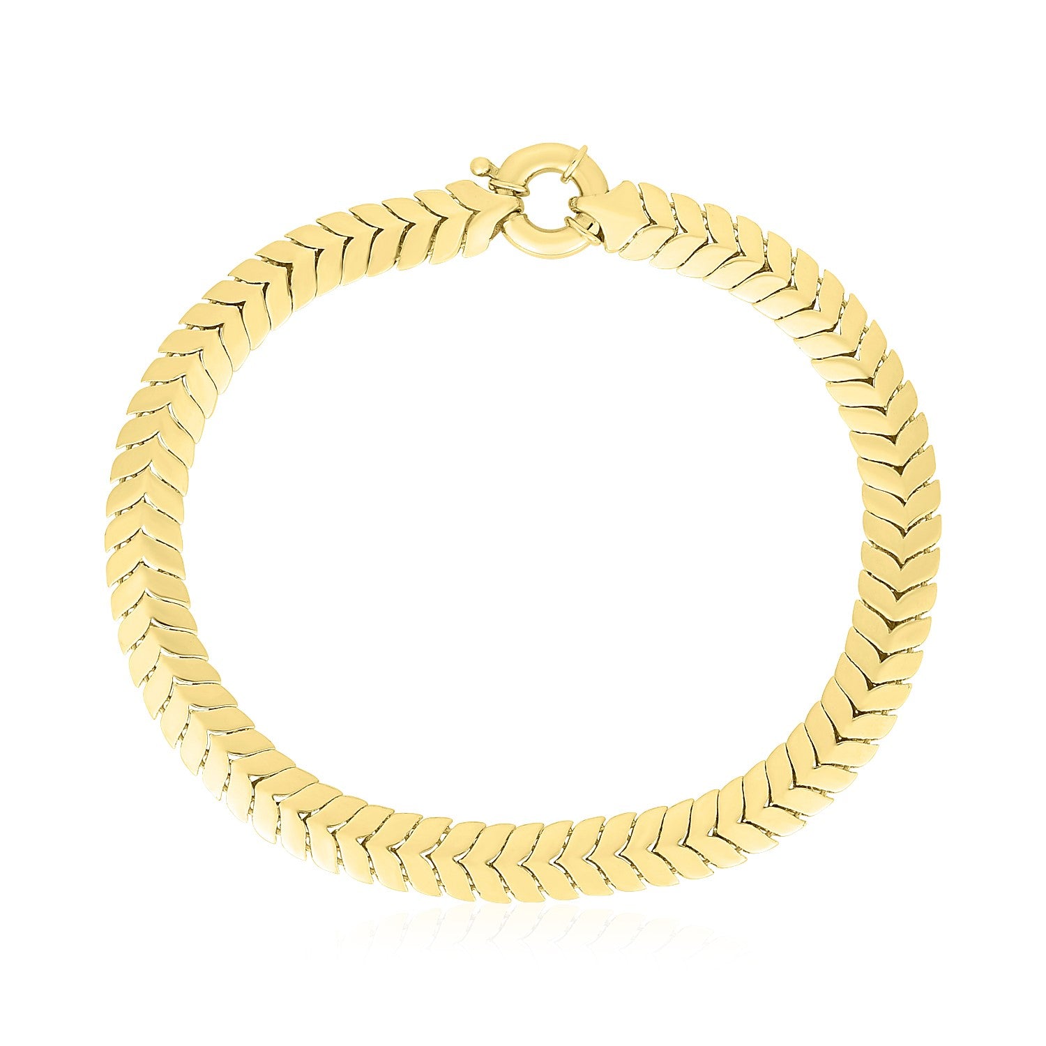 14k Yellow Gold High Polish Chevron Link Bracelet (6mm) - 7.5'' - Apparel & Accessories