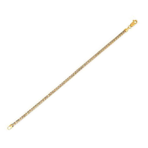 Round Pave Franco Chain Bracelet in 14k Yellow Gold (3.1 mm) - 8'' - Apparel & Accessories