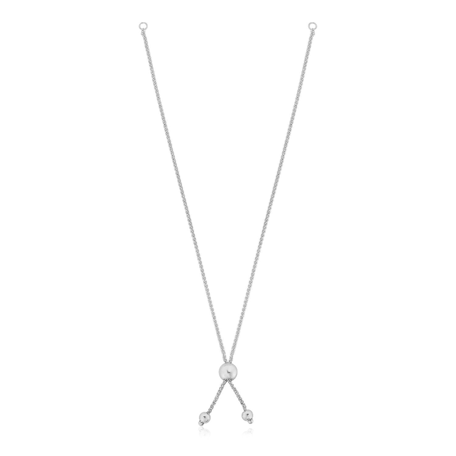 10k White Gold 8 inch Adjustable Friendship Bracelet Chain with Ball Slide - 8'' - Apparel & Accessories