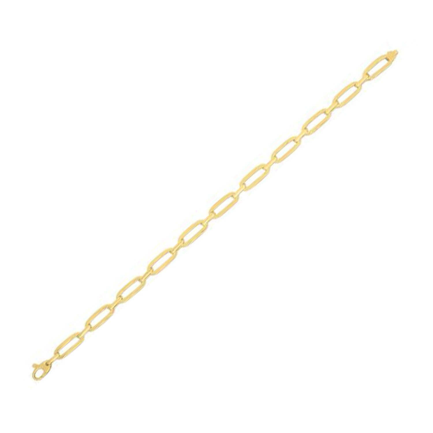 14k Yellow Gold 7 1/4 inch Bombay Paperclip Chain Bracelet 7.25''