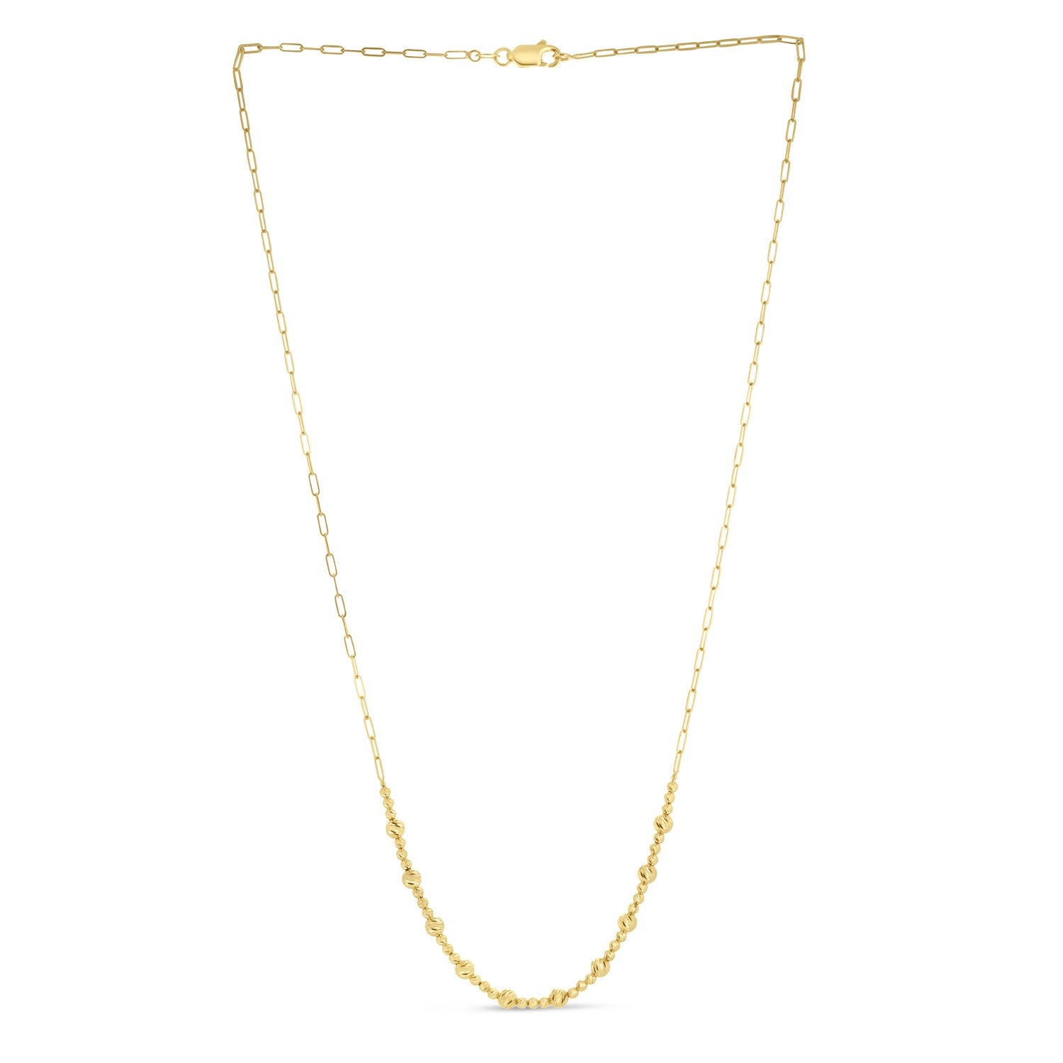 14k Yellow Gold Bead Paperclip Necklace - 18'' - Apparel & Accessories