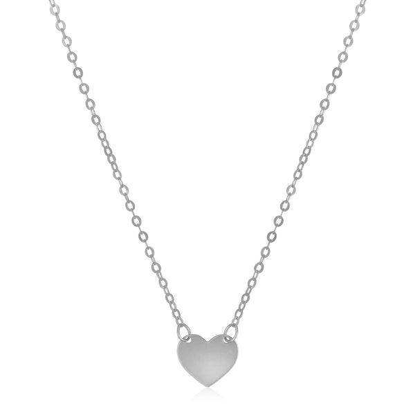 14k White Gold Polished Mini Heart Necklace - 18'' - Apparel & Accessories
