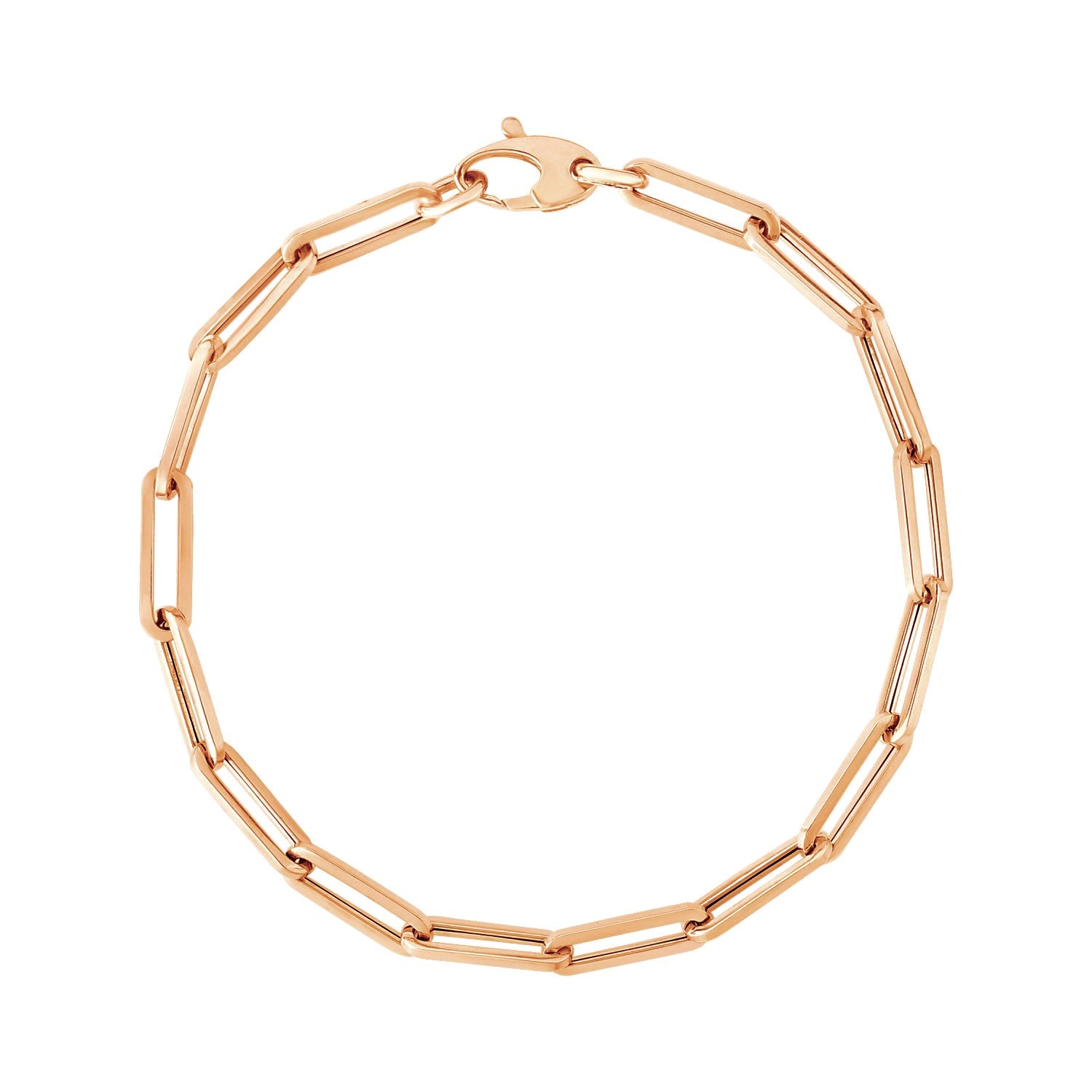 14K Rose Gold Bold Paperclip Chain Bracelet - 7.5'' - Apparel & Accessories