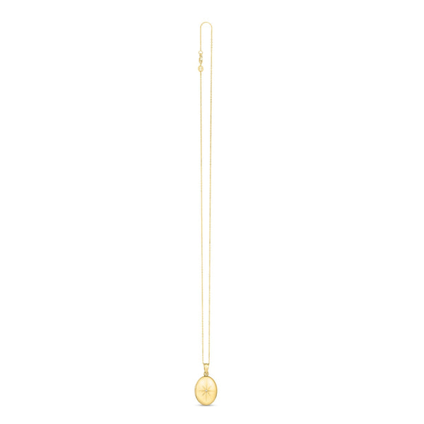 14k Yellow Gold Oval North Star Locket Necklace - 18'' - Apparel & Accessories