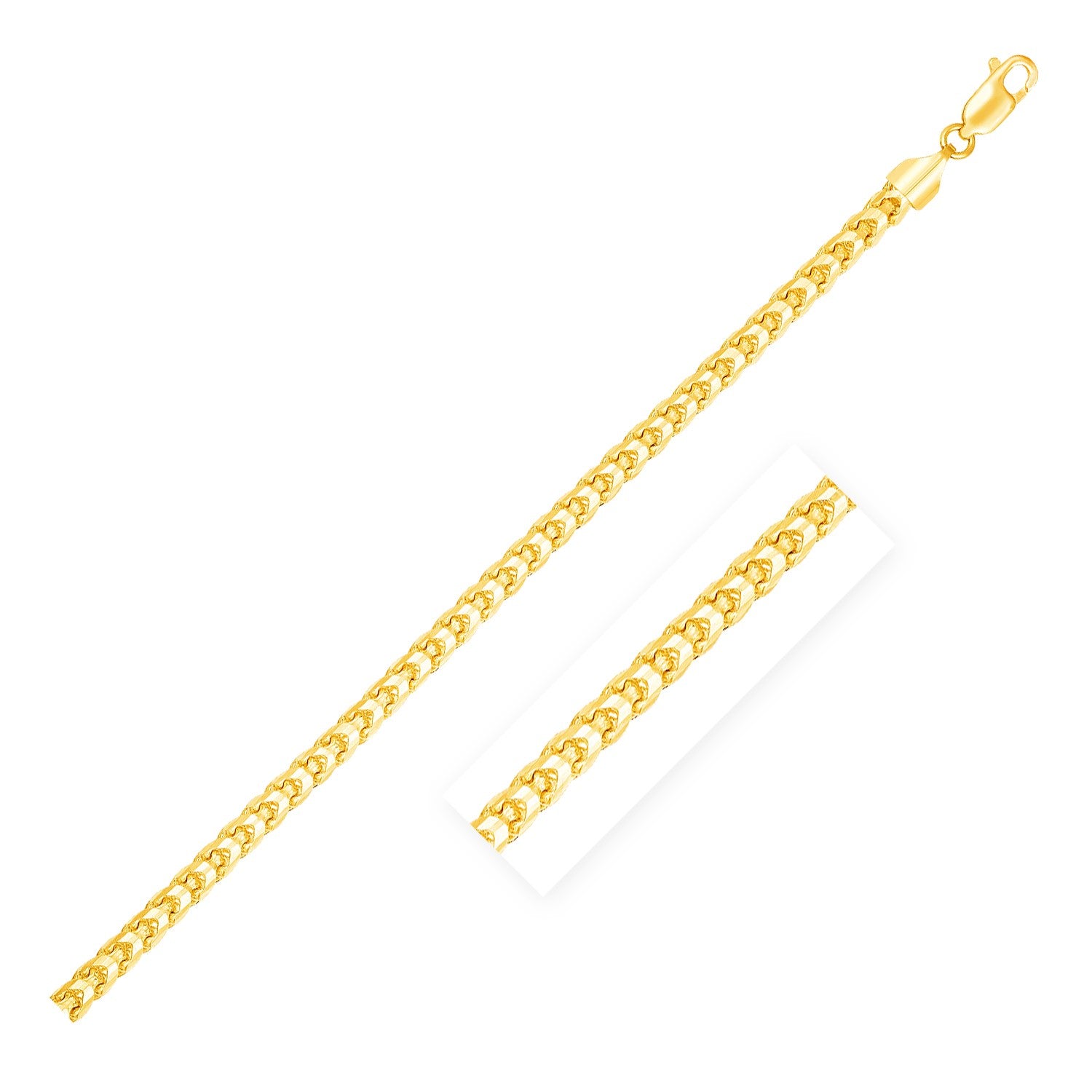 4.0mm 14k Yellow Gold Solid Diamond Cut Round Franco Bracelet - 8.5'' - Apparel & Accessories