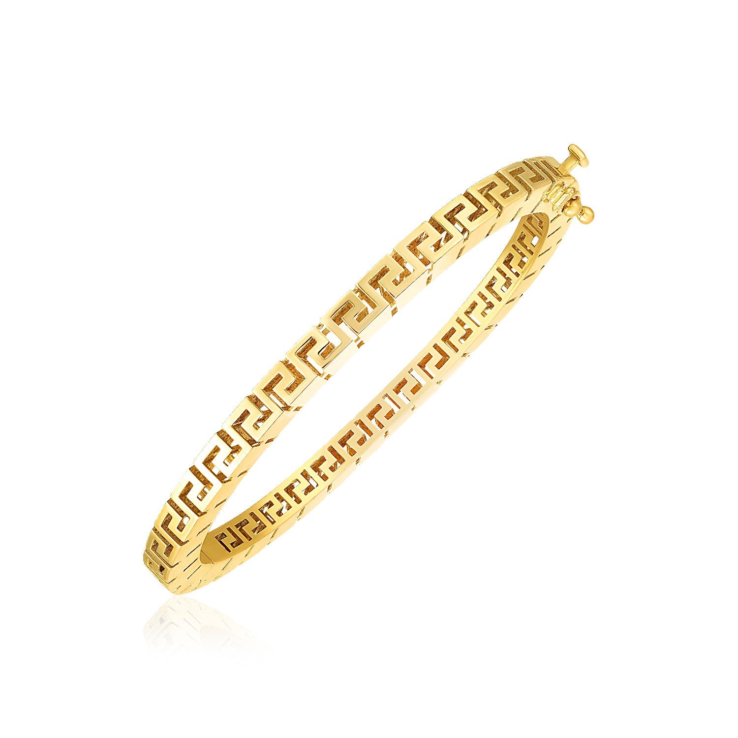14k Yellow Gold High Polish Greek Key Bangle - 7'' - Apparel & Accessories
